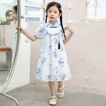 Рокли за момичета 2023, нова лятна рокля, детско лятна рокля Hanfu, мода принцеса Hanfu в китайски стил за момичета