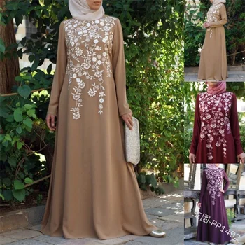 Рокля Donsignet, мюсюлманска мода, мюсюлманската жена с жилетка, луксозно рокля с дълги ръкави и принтом, Дубай, Абая, Турция