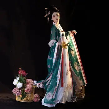 Рокля Hanfu, женски костюм на принцеса за cosplay на Хелоуин и карнавал, китайската традиционна бродерия, винтажное зелена червена рокля Hanfu