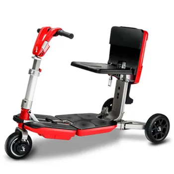 Сгъваем електрически скутер за инвалидни колички, триколка, 350 W 48, бял/червен, за инвалиди, електрически скутер, свалящ се литиева батерия