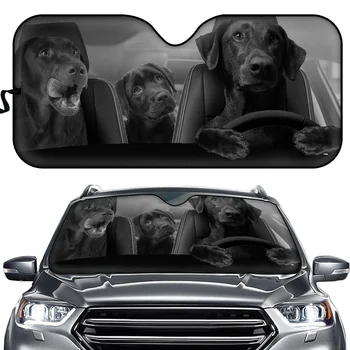 Сгъваема сенника на предното стъкло на превозното средство Забавно куче зад волана на колата Защита на предния предното стъкло с uv-козирка за интериора на колата