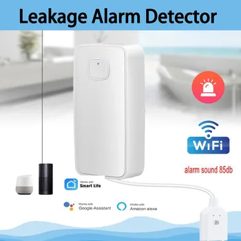 Сензор, изтичане на вода Wifi алармени системи в реално време, детектор за течове на вода, сигнал за преливане, водоустойчив умен дом за кухня, баня