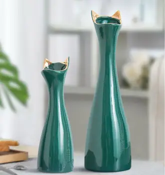 Скандинавска керамична ваза с кошачьими уши Аксесоари за дома хол Настолни фигурки за Украса на ТВ-шкафа масичка за кафе, Мебели занаяти