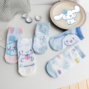 Сладки чорапи Sanrio, Cinnamoroll, аниме, летни студентски сладки удобни дишащи чорапи, играчки за момичета, подаръци за рожден ден