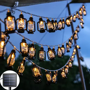 Слънчевата Ретро керосин led венец Фея light LED Eid Ramadan Mubarak Декоративни Гирлянди Мюсюлманска Ислямска Партия Навидад Decor