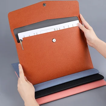 Стилна и лесна бизнес чанта за документи, двупластова многоцветен на бутони, допълнителни мултифункционални многослоен портфейл