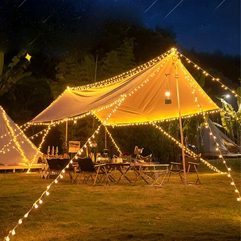Струнни светлини Туризъм лампа Външни кристални глобуси Водоустойчиви USB-осветителни тела за вътрешен двор за къмпинг палатки,