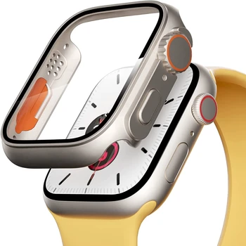 Стъкло + Калъф за Apple Watch 8 7 44 мм 45 мм 41 мм 40 мм 38 мм 42 мм и Защитно покритие на Екрана Взаимозаменяеми Ултра Броня iWatch Series 3 4 5 6 SE