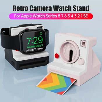 Тенис на Притежателя Поставка за Зарядно За Apple Watch Поставка за Зарядното устройство Ретро Camara зарядно устройство ще захранване на База за iWatch 8 7 6 5 4 3 2 SE Силикон за докинг станция