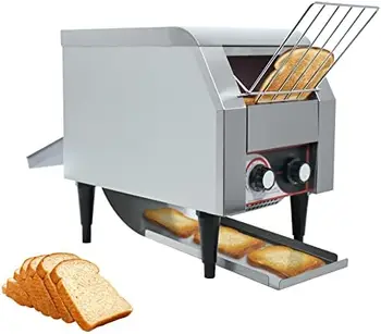 Тостер с две нагревателни елементи Поточната тостер, 300 бр. / час, промишлени и тостери от неръждаема стомана с регулируем плотове
