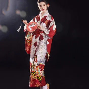 Традиционно японско рокля-кимоно с флорални принтом Оби, Въздушно рокля, дамски дрехи, комплект кимоно-юката, за гейша Хаори