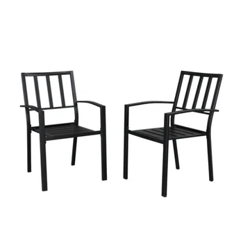 Трапезария стол от ковано желязо с вертикална решетка от 2 елемента., черен [в наличност в САЩ]