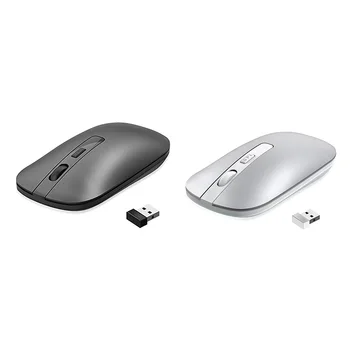 Тънки преносими компютърни мишки 2,4 G, тиха мобилна оптична мишка с USB приемник, подходяща за настолни компютри, черен
