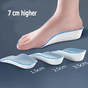 Увеличаване на растежа стелки за мъжки и дамски обувки, ортопедични стелки за поддръжка на свода на стъпалото, маратонки с ефект на паметта, поролоновые подложки за повдигане на петата