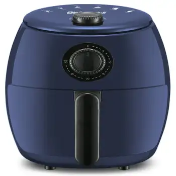 фритюрник на горещ въздух 2,1 кв. с регулируем таймер и температура за готвене без мазнина, синьо-сива