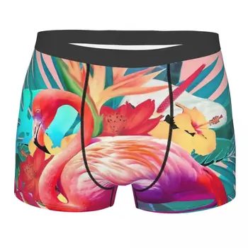 Цветно мъжко бельо с тропически фламинго, мъжки слипове-боксерки, бельо, много дышащее, идея за подарък с високо качество, къси панталони, меки