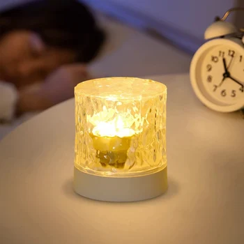 Цилиндричен нощна лампа с водно модел Мултифункционален, стилен и декоративна лампа за хола на дома