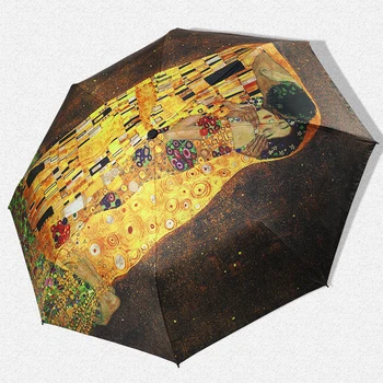Чадър Kiss с защита от uv слънцезащитен чадър ръчно изработени, слънцезащитен чадър с двойно предназначение, арт чадър от слънцето