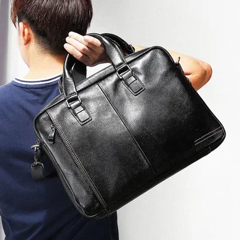 Чанта кожена мъжка чанта-тоут за лаптоп, куфарче, мъжки чанти, естествен мъжки портфейл на рамото, кожата, бизнес натурална 100%
