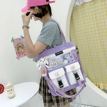 Чантата е с голям капацитет в корейски стил, страхотна дамска чанта за момичета, чанта-месинджър чанта през рамо, студентски чанта