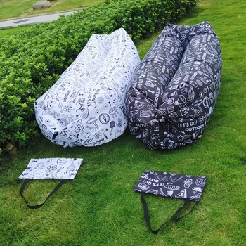 Черно-бяло графити, висококачествен надуваем диван на открито, може да се съхранява 210 криптирани стоки за отдих в парка от плат Оксфорд