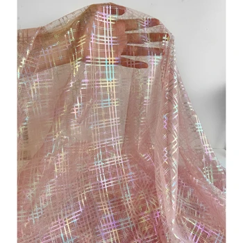 Ширина тъкани 165 см x 50 см Розови Цветни Линии Клетчатая Окото Творческа Сватбена Рокля 