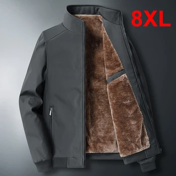 Якета размер плюс 7XL 8XL, мъжки зимни дебели якета, флисовое палто, модерни ежедневни обикновена палта, връхни дрехи, големи размери на 8XL, мъжки блузи