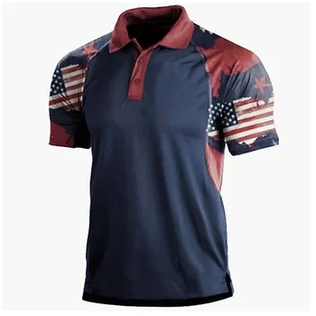 2023 Нова мъжка риза с къси ръкави, риза за голф с ревери, 3D принт на американското, модни дрехи копчета и къс ръкав, всекидневни дишаща топ 2023 Нова мъжка риза с къси ръкави, риза за голф с ревери, 3D принт на американското, модни дрехи копчета и къс ръкав, всекидневни дишаща топ 1