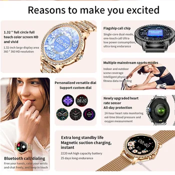 2023 Нови Модни Дамски Смарт часовници с Bluetooth-разговори 1,32 