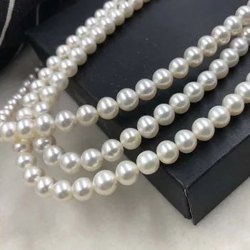 ELEISPL Fine Jewelry AAA 7.5-8 мм почти през цялата бяла сладководни перли Свободни нишки #505-2 ELEISPL Fine Jewelry AAA 7.5-8 мм почти през цялата бяла сладководни перли Свободни нишки #505-2 1