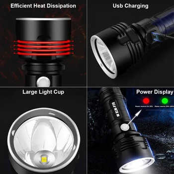 XHP70 led фенерче, тактически фенер, USB акумулаторна Linterna, водоустойчива лампа, ултра ярка лампа за къмпинг XHP70 led фенерче, тактически фенер, USB акумулаторна Linterna, водоустойчива лампа, ултра ярка лампа за къмпинг 1