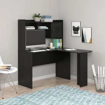 Г-образно бюро с чекмедже, черен дъб Г-образно бюро с чекмедже, черен дъб 1