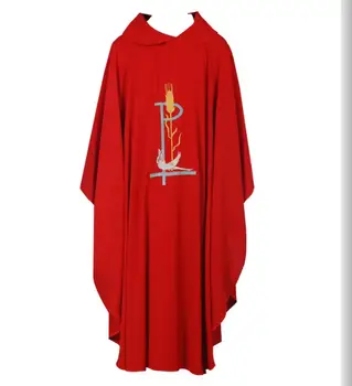 Облачение на свещеника, кристиан костюми, костюми свещеник, бродерия от червени полиестер, католическата религиозна дрехи за възрастни, robe духовенство Облачение на свещеника, кристиан костюми, костюми свещеник, бродерия от червени полиестер, католическата религиозна дрехи за възрастни, robe духовенство 1