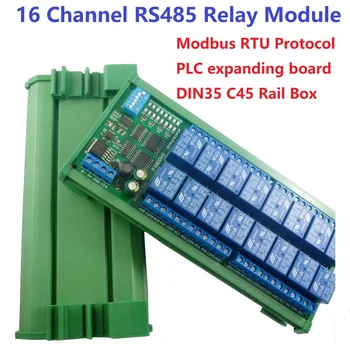 16CH 12V 10A DIN Rail Box такса разширяване АД RS485 модул реле Modbus RTU 16CH 12V 10A DIN Rail Box такса разширяване АД RS485 модул реле Modbus RTU 2