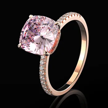 Houtros Пръстен с розов скъпоценния камък от сребро 925 проба 10*10 мм, искрящееся высокоуглеродистое диамантен годежен пръстен, бижута подарък Houtros Пръстен с розов скъпоценния камък от сребро 925 проба 10*10 мм, искрящееся высокоуглеродистое диамантен годежен пръстен, бижута подарък 2