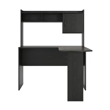 Г-образно бюро с чекмедже, черен дъб Г-образно бюро с чекмедже, черен дъб 2