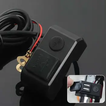 Двойна USB порт за зарядно устройство на кормилото на мотоциклета от 12 до 5, 3a адаптер бързо зареждане захранващият кабел за телефон Двойна USB порт за зарядно устройство на кормилото на мотоциклета от 12 до 5, 3a адаптер бързо зареждане захранващият кабел за телефон 2
