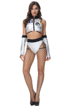 Жена секси костюм астронавти, сребърен космически костюм на астронавт, униформи на пилоти за cosplay на Хелоуин Жена секси костюм астронавти, сребърен космически костюм на астронавт, униформи на пилоти за cosplay на Хелоуин 2