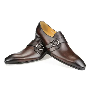 Модельная мъжки обувки Монк, елегантни мъжки обувки от страничен обтегач, кожени обувки с остри пръсти, британски ежедневните модели на 2023 г. Модельная мъжки обувки Монк, елегантни мъжки обувки от страничен обтегач, кожени обувки с остри пръсти, британски ежедневните модели на 2023 г. 2
