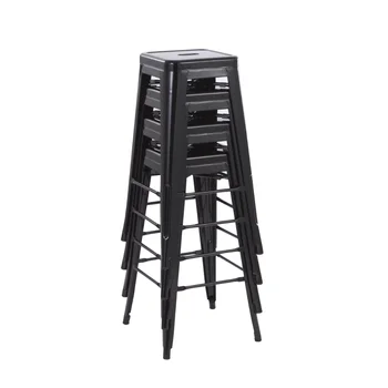 30-инчов метален стол бар, комплект от 4 части, черен на цвят, без табли, напълно събрани столове 30-инчов метален стол бар, комплект от 4 части, черен на цвят, без табли, напълно събрани столове 3