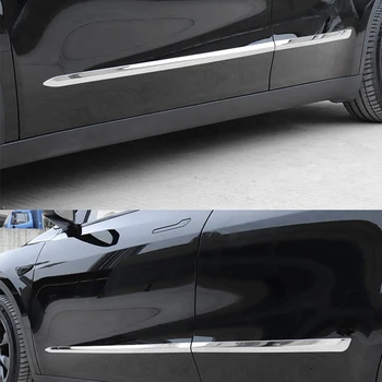 За Tesla, модел Y 3 2017-2023 стоманена хромирана черна карбоновая странична врата, формоване на купето, поли, устойчиво на надраскване накладки, 4 бр. За Tesla, модел Y 3 2017-2023 стоманена хромирана черна карбоновая странична врата, формоване на купето, поли, устойчиво на надраскване накладки, 4 бр. 3