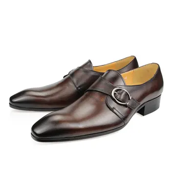 Модельная мъжки обувки Монк, елегантни мъжки обувки от страничен обтегач, кожени обувки с остри пръсти, британски ежедневните модели на 2023 г. Модельная мъжки обувки Монк, елегантни мъжки обувки от страничен обтегач, кожени обувки с остри пръсти, британски ежедневните модели на 2023 г. 3
