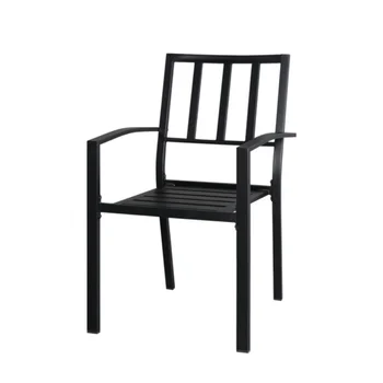 Трапезария стол от ковано желязо с вертикална решетка от 2 елемента., черен [в наличност в САЩ] Трапезария стол от ковано желязо с вертикална решетка от 2 елемента., черен [в наличност в САЩ] 3