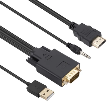 100 бр 1,8 м адаптер, VGA и HDMI кабел-конвертор на аудио и USB захранване съединител за VGA към HDMI конектора на аудио-видео конвертор за PC 100 бр 1,8 м адаптер, VGA и HDMI кабел-конвертор на аудио и USB захранване съединител за VGA към HDMI конектора на аудио-видео конвертор за PC 4
