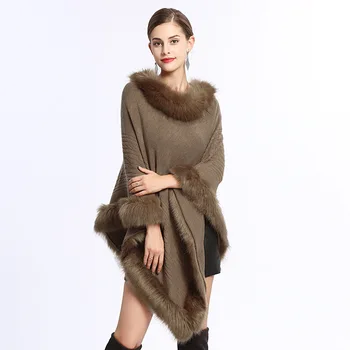Есен-зима, дамски черен шал от изкуствена кашмир големи размери, вязаное дълго пончо, наметало, кожа свободни пуловери, палта Есен-зима, дамски черен шал от изкуствена кашмир големи размери, вязаное дълго пончо, наметало, кожа свободни пуловери, палта 4