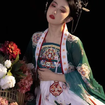 Рокля Hanfu, женски костюм на принцеса за cosplay на Хелоуин и карнавал, китайската традиционна бродерия, винтажное зелена червена рокля Hanfu Рокля Hanfu, женски костюм на принцеса за cosplay на Хелоуин и карнавал, китайската традиционна бродерия, винтажное зелена червена рокля Hanfu 4