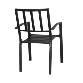 Трапезария стол от ковано желязо с вертикална решетка от 2 елемента., черен [в наличност в САЩ] Трапезария стол от ковано желязо с вертикална решетка от 2 елемента., черен [в наличност в САЩ] 4