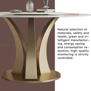 Ярък кръгла маса за хранене в центъра, въртяща маса, модерен минималистичен италиански лампа, луксозна висококачествена мраморна маса, модерни мебели Ярък кръгла маса за хранене в центъра, въртяща маса, модерен минималистичен италиански лампа, луксозна висококачествена мраморна маса, модерни мебели 4