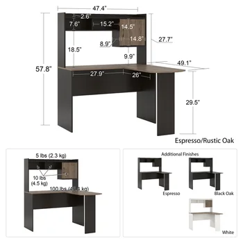Г-образно бюро с чекмедже, черен дъб Г-образно бюро с чекмедже, черен дъб 5
