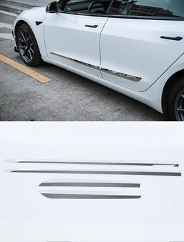 За Tesla, модел Y 3 2017-2023 стоманена хромирана черна карбоновая странична врата, формоване на купето, поли, устойчиво на надраскване накладки, 4 бр. За Tesla, модел Y 3 2017-2023 стоманена хромирана черна карбоновая странична врата, формоване на купето, поли, устойчиво на надраскване накладки, 4 бр. 5